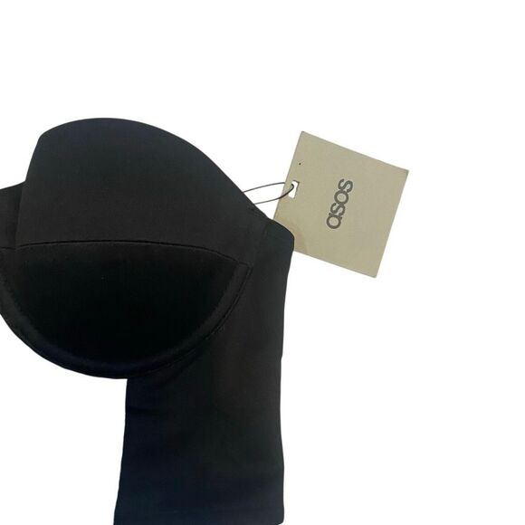 Asos NWT halter corset like bra top black white  size 4 - Picture 4 of 4
